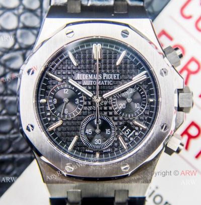 Grade 1A Swiss Copy Audemars Piguet Royal Oak ETA7750 Black Leather Bracelet 41mm for Men